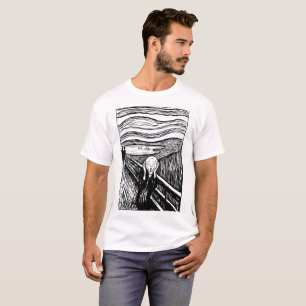 Skriet av Edvard Munch – Svart Linjekonst T Shirt