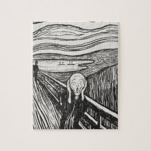 Skriet av Edvard Munch Svart och Vitt Pussel