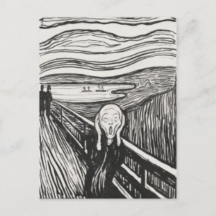 Skriet av Edvard Munch Svart och Vitt Vykort
