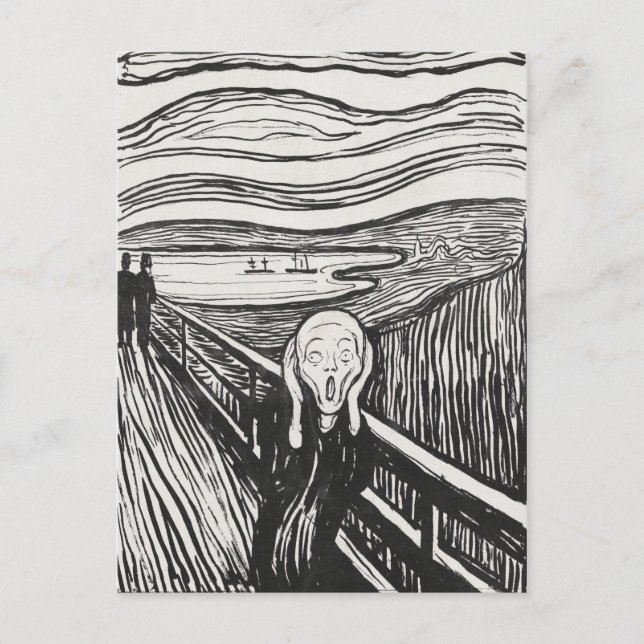 Skriet av Edvard Munch Svart och Vitt Vykort (Framsida)
