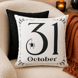Skrift av svart-vit Halloween-typografi den 31 okt Kudde