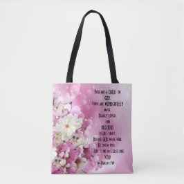 Skrift Barn av Gud Blommig Tygkasse