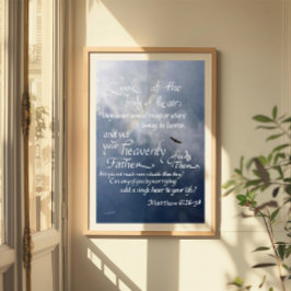Skrift kalligrafi Matteus 6 26 34 Bibelvers Poster