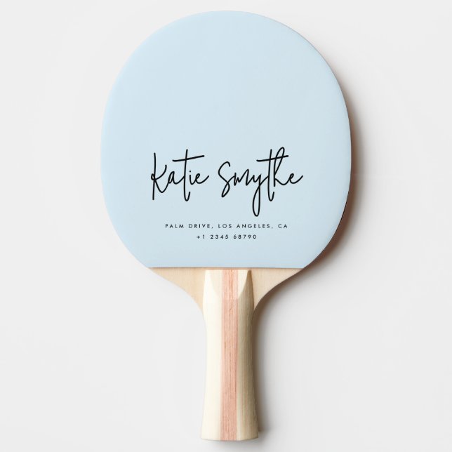 Skrift Kalligrafi Namn Minimalist Ljusblå Pingisracket (Framsidan)