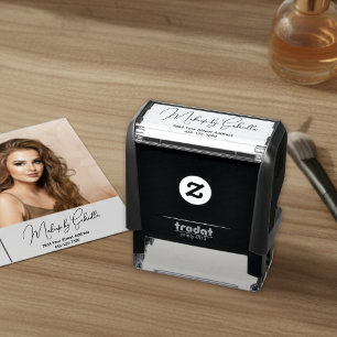 Skrift Makeup Studio Namn Returadress Telefon Självfärgande Stämpel