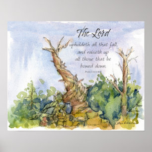 Skrift Psalm 145 Bristlecone Tall Träd Öken Poster