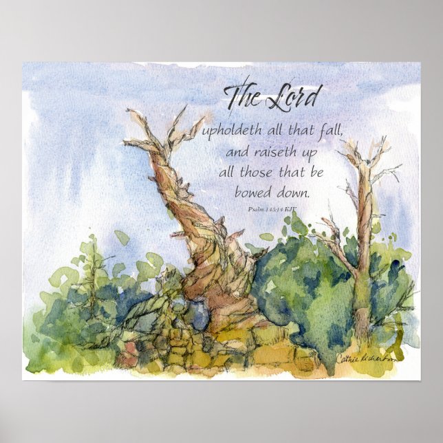 Skrift Psalm 145 Bristlecone Tall Träd Öken Poster (Framsidan)