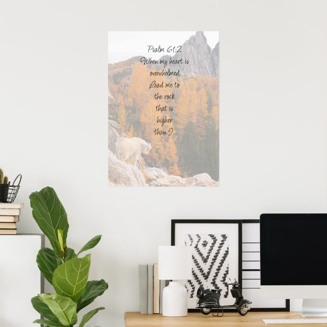 Skrift Psalm 61:2 Klippa Högre än jag är Poster (Hemmakontoret)