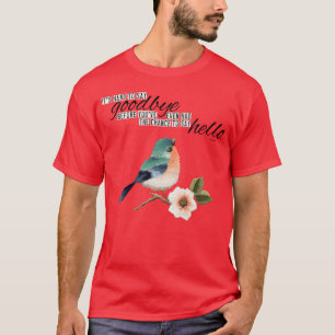 skriftlig broderi tittar fågelflicka t shirt
