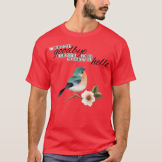 skriftlig broderi tittar fågelflicka t shirt