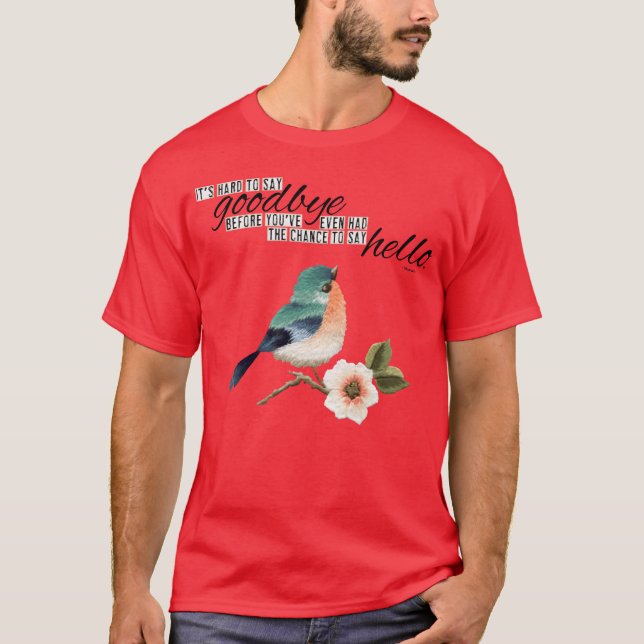 skriftlig broderi tittar fågelflicka t shirt (Framsida)