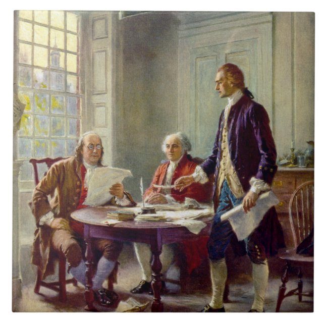 Skriftlig självständighetsförklaring 1776 kakelplatta (Framsidan)