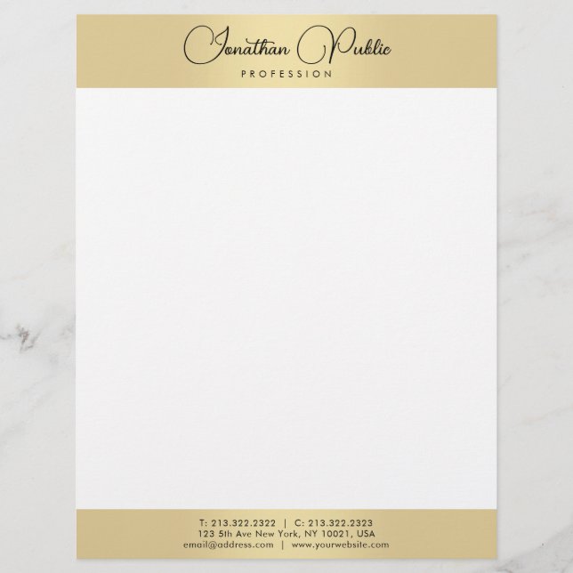 Skriftmall Guld Vit Modern Elegant Brevhuvud (Framsida)