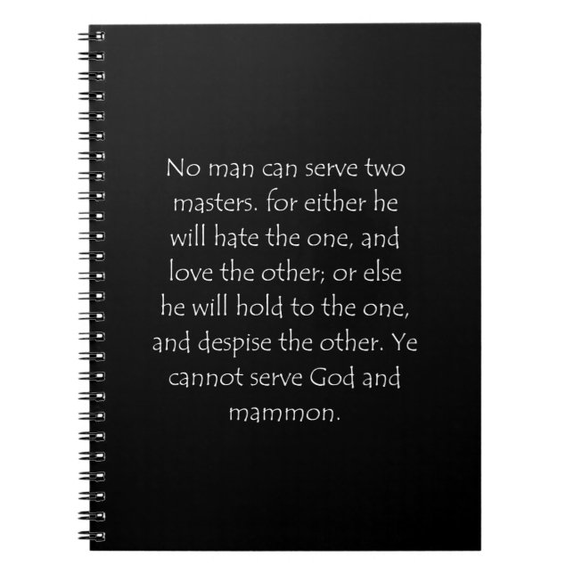 Skriftställe Matteus 6 24 Anteckningsbok (Framsidan)
