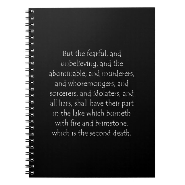 Skriftställe Uppenbarelseboken 21 8 Anteckningsbok (Framsidan)