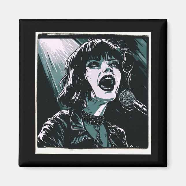 Skrik det högt Punkrockare Pop Art Retro Turkos  Magnet (Framsidan)