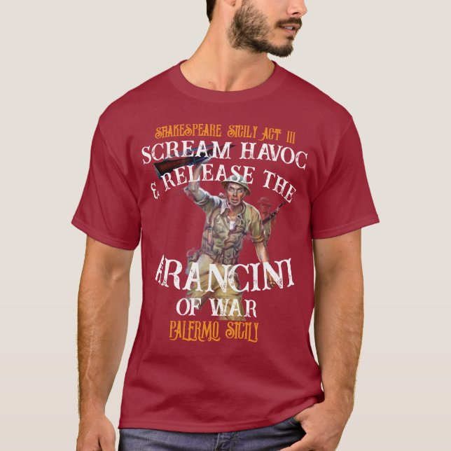 Skrik Kaos Släpp Arancini Krig Palermo Sicilien T Shirt (Framsida)