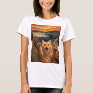 Skrik Kat Parodi Konst T Shirt