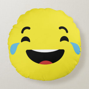 Skrik som skrattar Emoji Rund Kudde