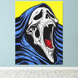 Skrikande Helvetes Skalle Pop Art Huva Skräck Canvastryck