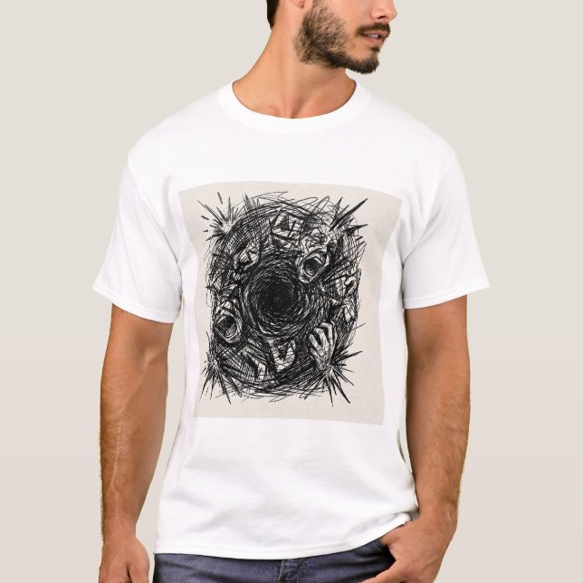 Skrikande Void Sketch Art T-Shirt (Framsida)