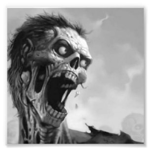 skrikande zombie fototryck