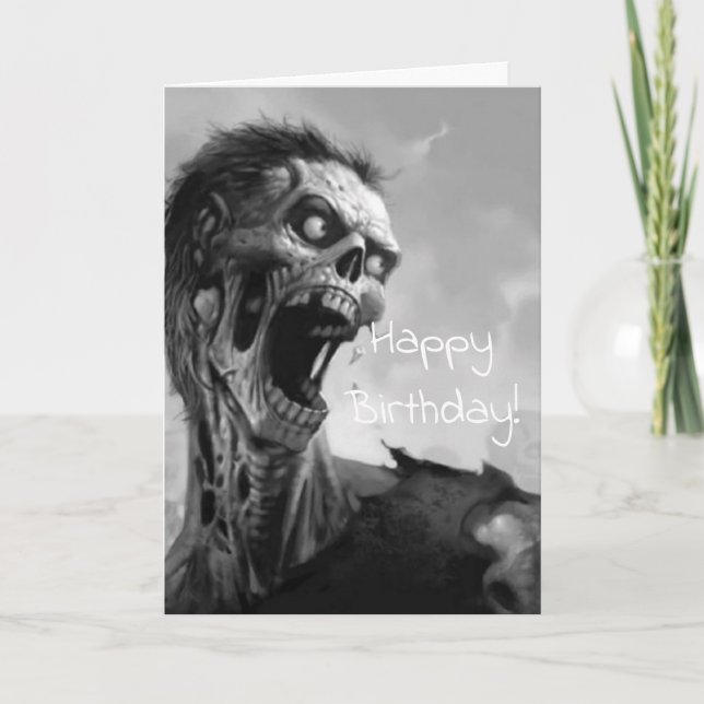 skrikig zombiefödelsedag kort (Framsida)