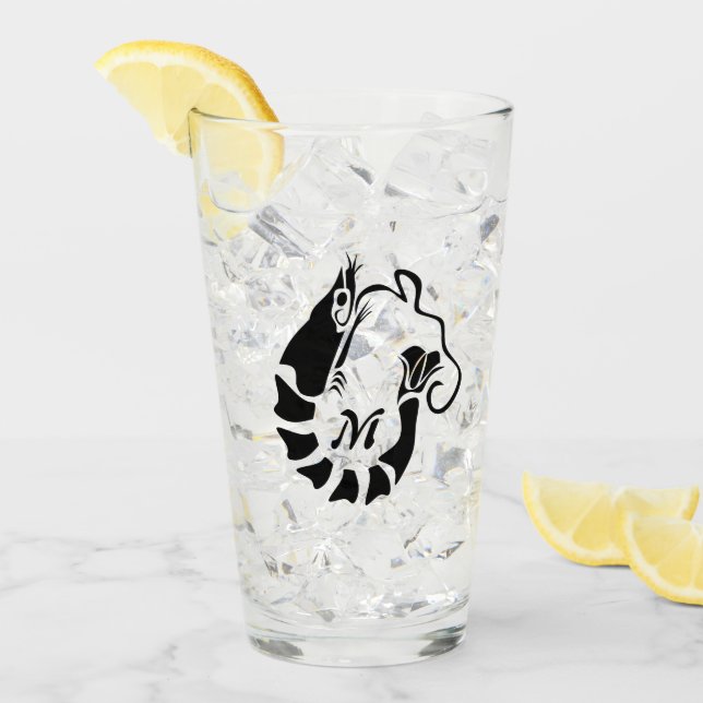 Skrimp Monogram i Black Stencil Stil Glaskopp (Framsida Ice)