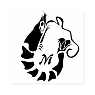 Skrimp Monogram i Black Stencil Stil Stämpel