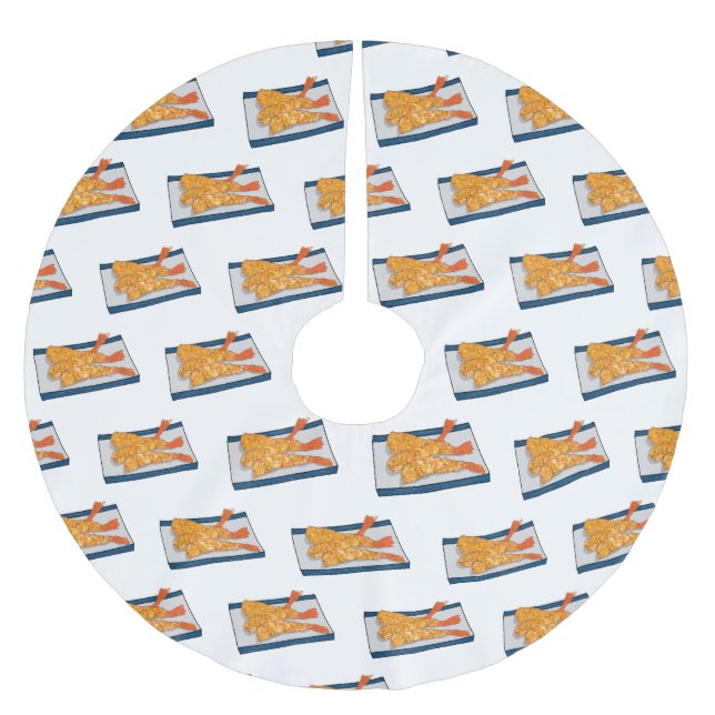 Skrimp tempura-tecknad illustration julgransmatta borstad polyester (Framsidan)