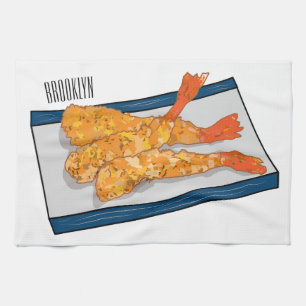 Skrimp tempura-tecknad illustration kökshandduk