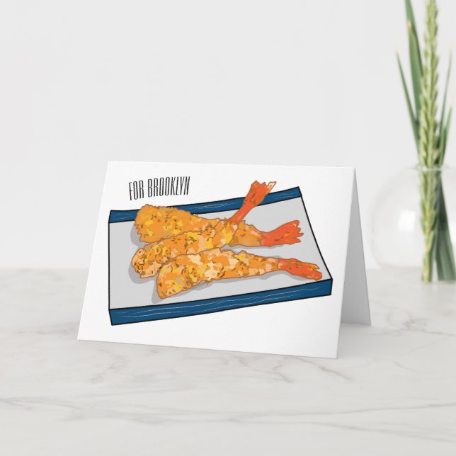 Skrimp tempura-tecknad illustration kort (Framsida)