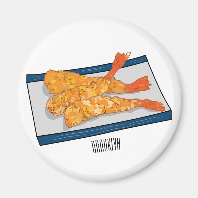 Skrimp tempura-tecknad illustration magnet (Framsidan)