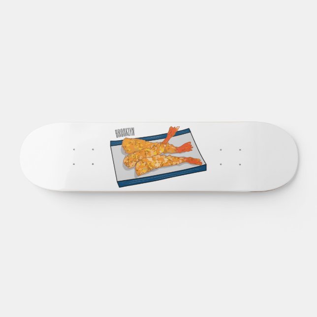 Skrimp tempura-tecknad illustration mini skateboard bräda 18,5 cm (Horz)