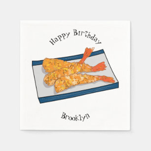 Skrimp tempura-tecknad illustration pappersservett