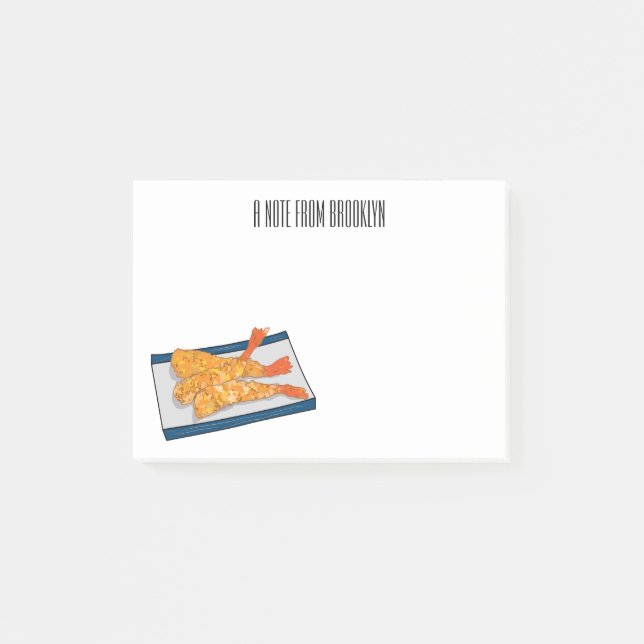 Skrimp tempura-tecknad illustration post-it block (Framsida)