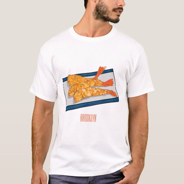 Skrimp tempura-tecknad illustration t shirt (Framsida)