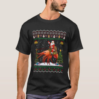 Skrimp Ugly Santa Riding Shrimp T Shirt