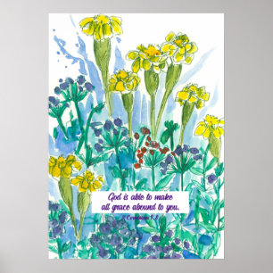 Skript 2 Corinthians 9:8 Flowers Religiösa Poster