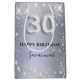 Skript 30års födelsedag silver glitter namn