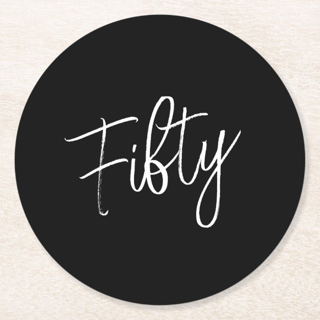 Skript 50:e födelsedagssvart underlägg papper rund (Framsidan)