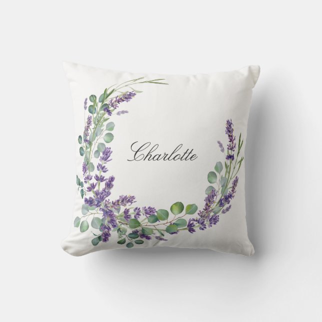 Skript av Lavender eucalyptus greenery namn Kudde (Framsida)