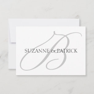 Skript B Monogram Notecard (Silver / Svart) Inbjudningar
