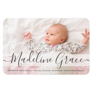 Skript Baby Namn Anpassningsbar Photo Birth-meddel Magnet