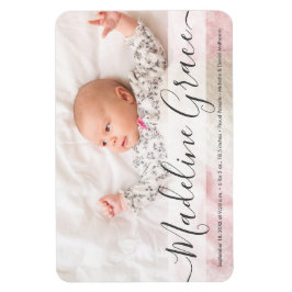 Skript Baby Namn Anpassningsbar Photo Birth-meddel Magnet