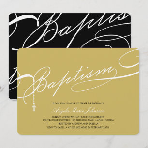 Skript Baptism Rosary Kor Guld Religiösa Inbjudningar