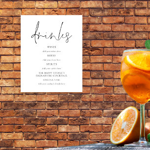 Skript Black White Bröllop Drinks Pub Sign Poster