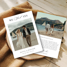 Skript Boho Modern Vi sa ja Beach bröllopsfoto Meddelande