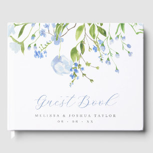 Skript Bröllop för delikat blått Vild Flowers Gästböcker