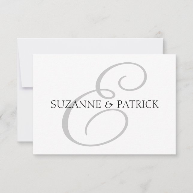 Skript E Monogram Notecard (Silver / Svart) Anteckningskort (Framsida)